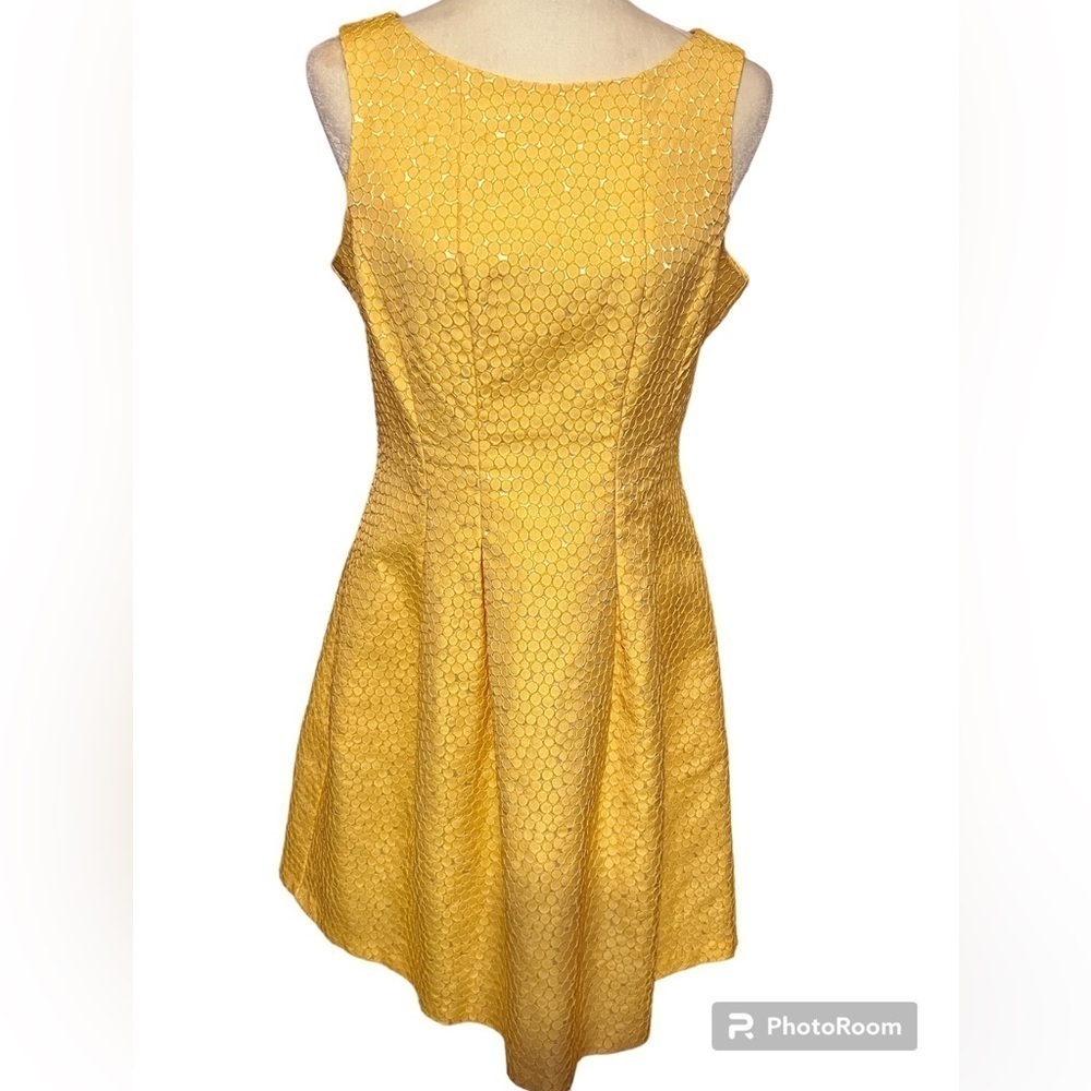 Gabby Skye Yellow Pleated Dress 10